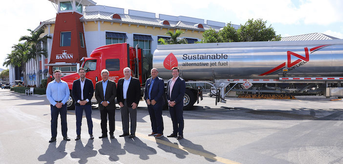 Avfuel has delivered 7,000 gallons of sustainable aviation fuel (SAF) to Banyan Air Service (KFXE) in Fort Lauderdale, Florida