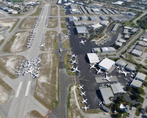 An aerial view of Sheltair facilities during the 2010 Super Bowl