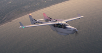 Ampaire's electric EEL during its flight from Los Angeles to Hayward in California