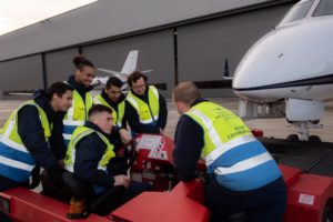 Apprentices at London Biggin Hill Airport training with the ramp safety team