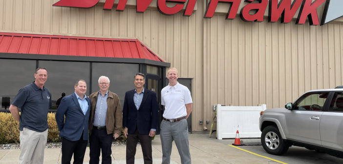 Pictured (left to right): Gene Luce, Director of Maintenance & Avionics, Kyle Schultz, VP of Operations, Jeff Ross, Chairman, Brian Corbett, Chief Executive Officer, and Mike Gerdes, President of Silverhawk Aviation