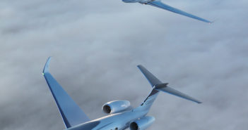 The new Gulfstream G800 in foreground, with the new Gulfstream G400. (photo illustration)