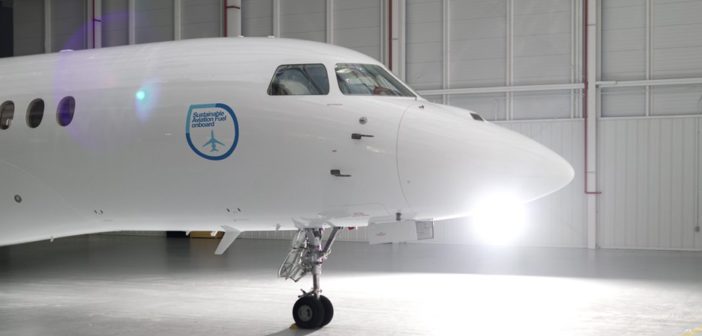 All customer acceptance and departure flights from the Dassault Aviation completion facility in Little Rock, Arkansas, will use sustainable aviation fuel (SAF)